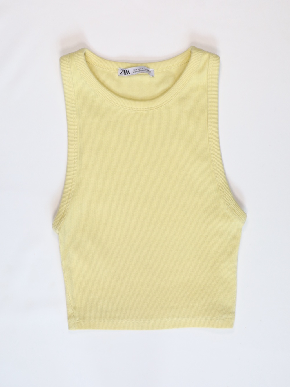 Zara Ribbed Crop Tank Top | Yellow Size Small